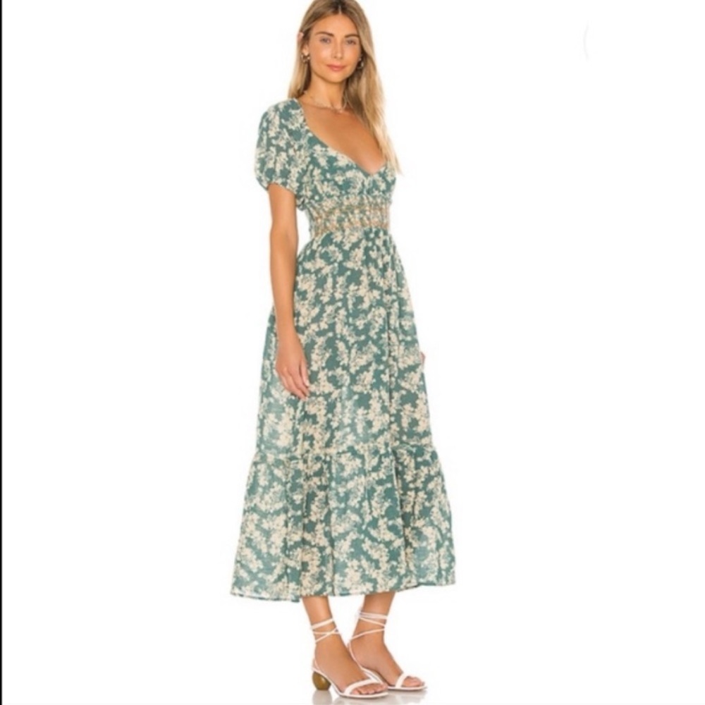 NEW Free People Ellie Floral Boho Prairie Cottagecore Tier Maxi Cotton Dress XS - Picture 3 of 15